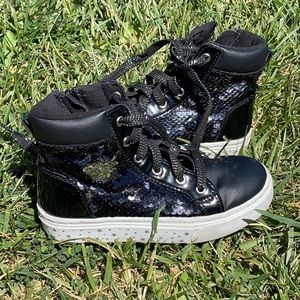 Girls high top sequin sneakers
